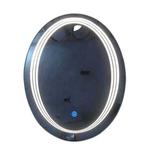 White Bathroom Round Shape Glass Wall Mirror