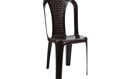 Brown Color Plastic Chair For Outdoor With Four Legs And Armrest