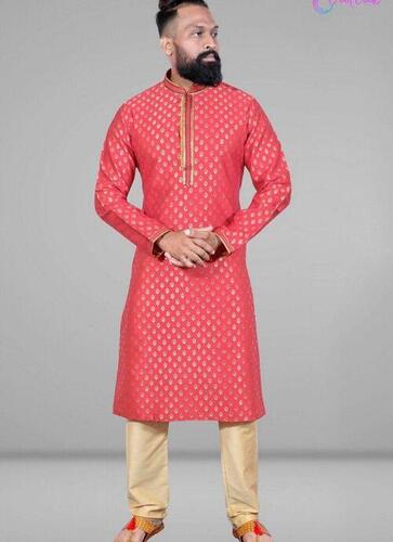 Mens Pure Silk Butti Jacquard Kurtas And Pajamas Application: Electricals