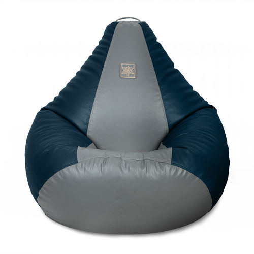 Vplanet Faux Leather Bean Bag Unfilled With Spill Proof Filling Tube Liner | Bean Bag Without Beans (Blue And Grey) - Pack Of 6 Pcs Length: 120  Centimeter (Cm)