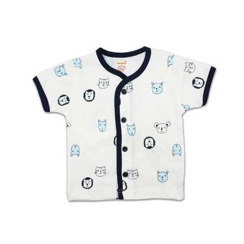 V Neck Cotton White New Born Baby Shirt - Feature: No Fade