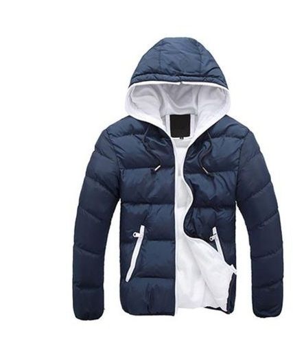 Blue Color Full Sleeves Cotton Warm Jacket With Detachable Hood