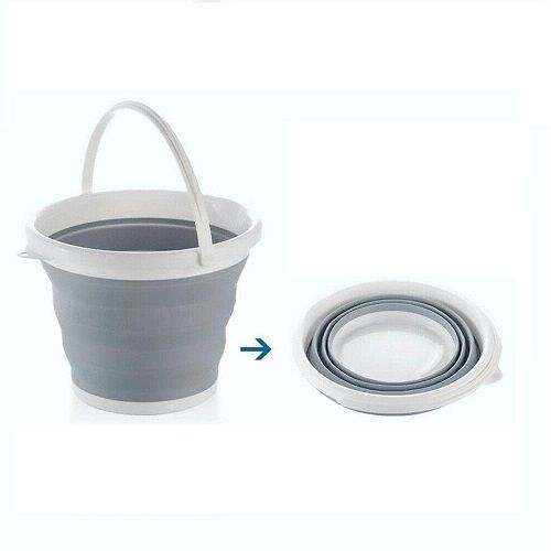 Grey Portable Space Saving Large Water Bucket With Carry Handle