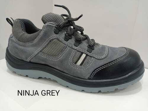 Sporty Look Ninja Grey Suede Leather Safety Shoes With Comfort Lining