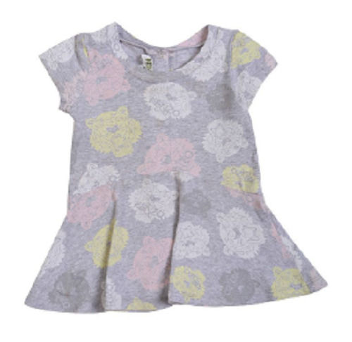 Brown Party Wear Printed Sleeveless Peplum Top For Kids