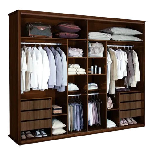 Brown Modular Plain Wooden Wardrobe For Home And Hotel Use