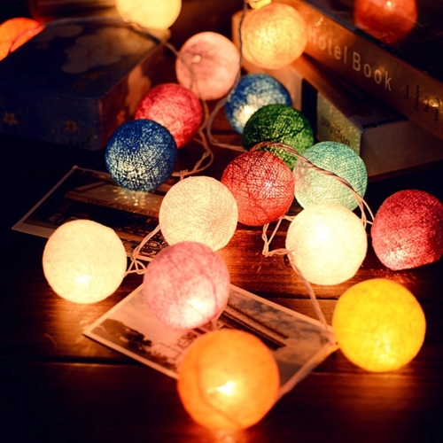 Plastic And Cotton X4Cart Thread Ball Led String Light 10 Led 3 Meter Multicolor Fairy String Light For Indoor Outdoor Diwali Decoration Light Plug-In (Multicolor)