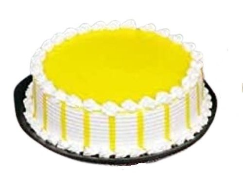 Hygienically Packed Round Shape Sweet White And Green Pineapple Cake