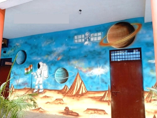 Without Frame Multicolor Astronaut School Interior Wall Painting Services