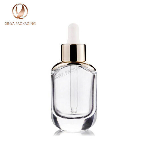 Oval 30Ml Clear Glass Dropper Bottles For Beauty Cosmetic Product Packaging