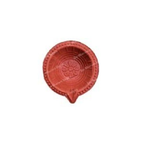 Red 3.5 Cm X 8.5 Cm Camping Lantern Oval Clay Diya For Home Decorative 