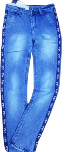 Straight Relaxed Fit Style Plain Dyed Pattern Cotton Designer Jeans