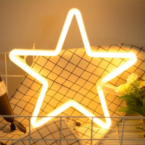 X4Cart Twinkle Star Warm White Neon Signs Light Led Neon Art Decorative Lights Wall Decor For Bedroom, House, Bar, Pub, Hotel, Beach, Recreational (Usb+Battery) Powered) Input Voltage: 5 Watt (W)