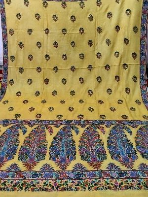 Yellow Embroidered Pashmina Shawls For Men