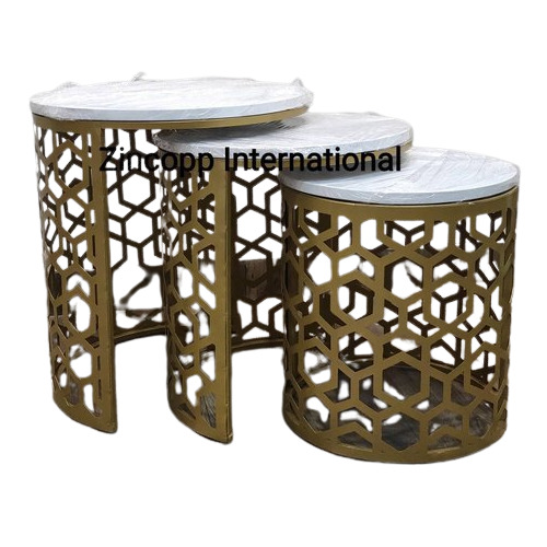 Nesting Table With Wood Top High Gloss Finish Set Of 3 at Best Price