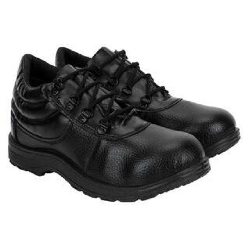 Black Leather Low Ankle Safety Shoes  Heel Size: 11