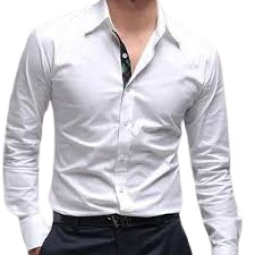 Button Closure Full Sleeve Plain Knitted Classic Collar Formal Shirt For Mens