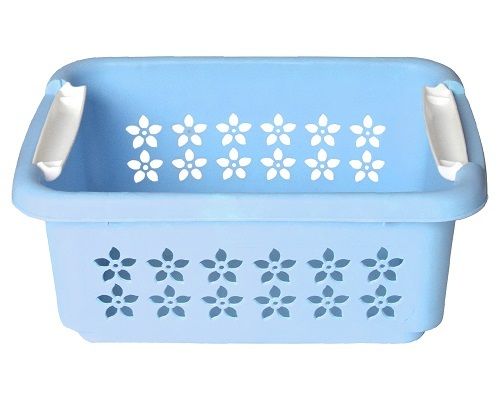 Sky Blue 10 X 5 Inch Rectangular Plain Plastic Basket For Food Storage