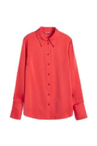 Ladies Plain Red Full Sleeve Cotton Shirt