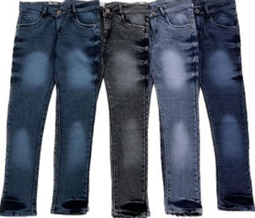 Black Mens Casual Wear Regular Fit Plain Dyed Denim Jeans