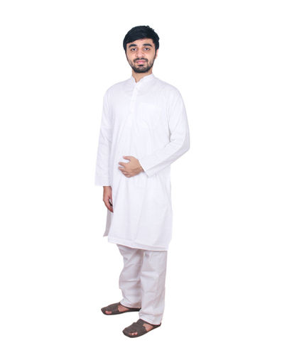 Kramah Pure Cotton White Kurta And Pyjama