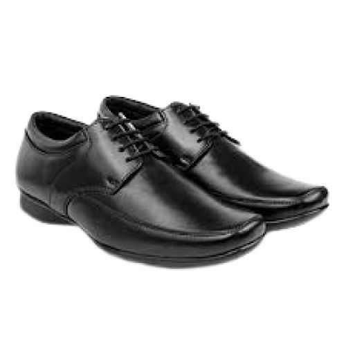 Washable Mens Round Toe Style Pure Black Leather Formal Shoes