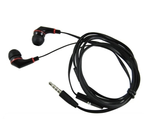 Black Color Plastic Mobile Earphone - Plastic Material, Black Color | Easy To Use, Compatible With All Mobile Phones
