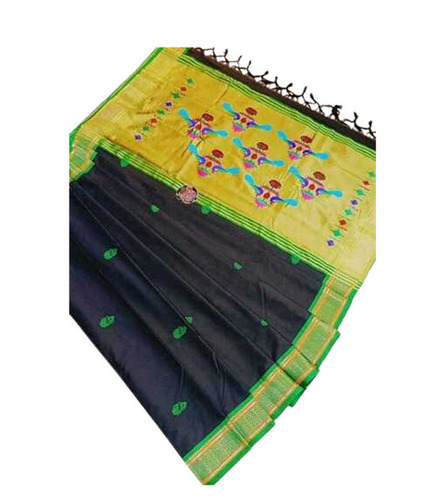 Cotton Silk Saree - 5.50 Meter Length, Blue & Green Printed Design | Breathable, Lightweight, Skin-Friendly, Quick Dry, Regular Fit