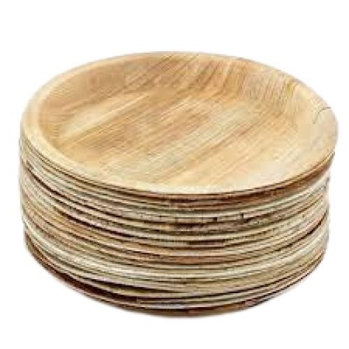 Eco Friendly Round Shape 12 Inches Light Brown Areca Leaf Plates (Pack Of 100)