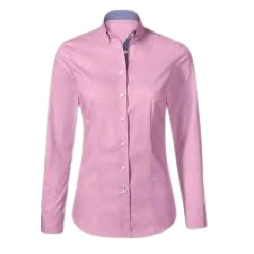 Ladies Plain Pink Full Sleeve Breathable Formal Wear Cotton Shirt Chest Size: 42 Inch