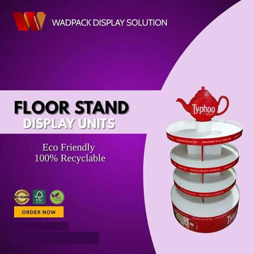 100% Recyclable Round Floor Stand Display Unit For Business Advertisement