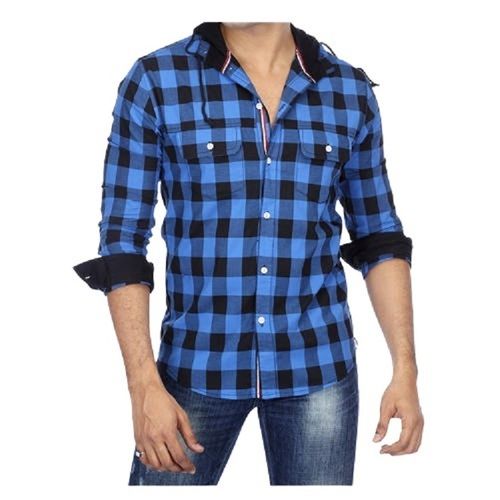 Cotton Casual Shirt - Slim Fit, Navy Blue | Full Sleeve, Breathable Plain Dyed, Summer Straight Collar