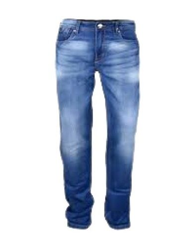 No Fade Mens Denim Material Slim Fit Blue With White Jeans