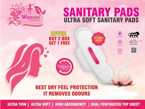 Leak Proof Woozee Sanitary Pads 280Mm Age Group: Adults