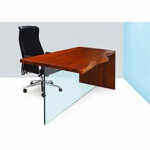 L Shape Wooden Live Edge Table For Office Use