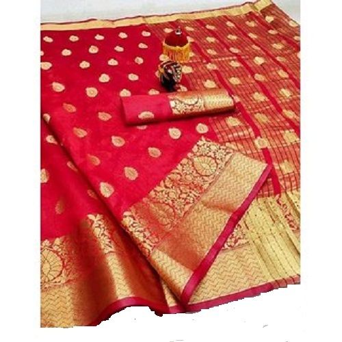 Soft Silk Zari Saree With Matching Blouse Piece