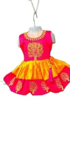 Kids Embroidered Sleeve Less Festive Wear Frock