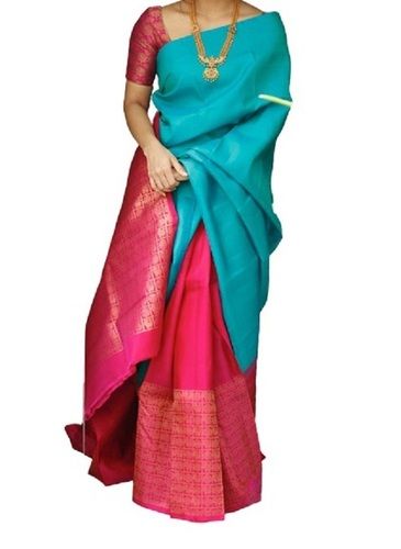 Summer Multi Color Printed Festive Wear Silk Saree With Blouse Piece