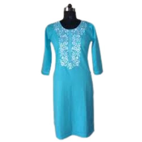 Embroidered Pattern 3/4th Sleeve Cotton Casual Wear Kurtis