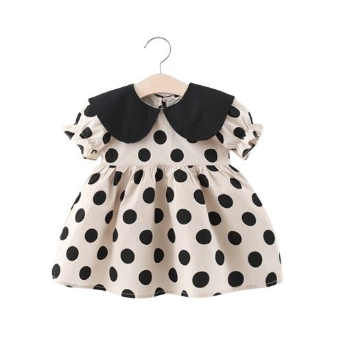 Printed Pattern Short Sleeves Pure Cotton Material Kids Girls Frock Bust Size: 11  Centimeter (Cm)