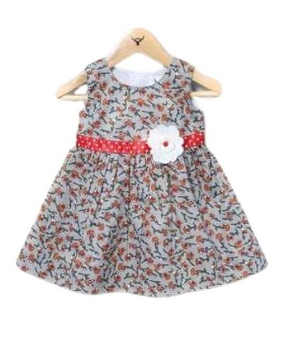 Kids Causal Wear Dot Printed Sleeveless Cotton Frock