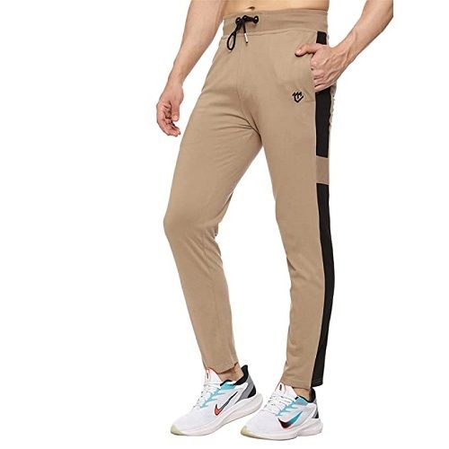 Polyester Colorblock Men Beige Mens Track Pant, 