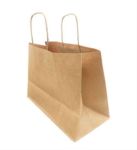 Brown Portable Foldable Lightweight Screen Printing Kraft Paper Shopping Bags With Handle