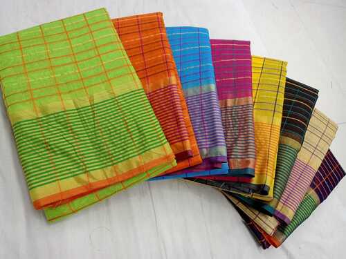 Fast Colour Pushpa Checks Premium Cotton Saree