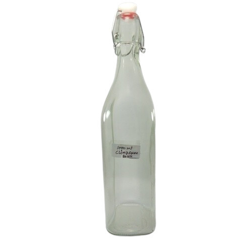 1000 Ml Climp Square Glass Bottle - Clear Glass, Round Shape, Leak Proof Cap , Ideal For Food Processing And Multi-purpose Use