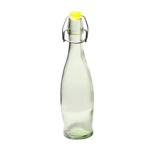 Transparent 500ml Clamp Round Glass Bottle