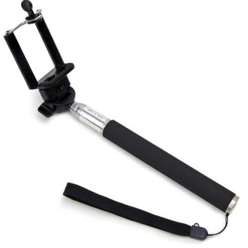Sturdy Construction Light Weight Selfie Stick - Polished Finish, Black & Silver | Easy to Use, Easy to Carry, Highly Durable