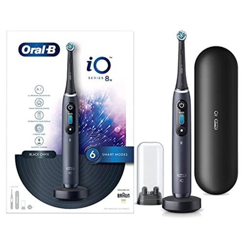  Oral B Io8 ब्लैक अल्टीमेट क्लीन इलेक्ट्रिक टूथब्रश एक ट्रैवल केस के साथ 