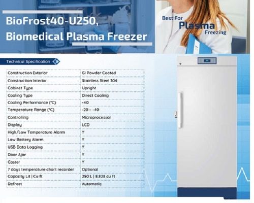 Ultra Low Temperature Biomedical Plasma Freezer