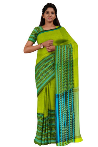 Green Light Weight And Comfortable To Wear Cotton Silk Saree